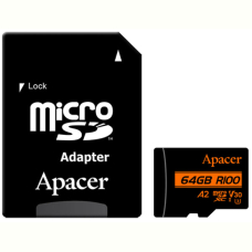 Карта пам'ятi Apacer 64GB MicroSDXC UHS-I/U3 Class 10 (AP64GMCSX10U8-R) + SD адаптер