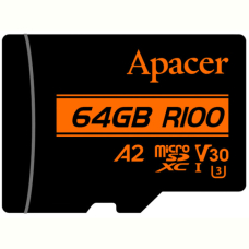 Карта пам'ятi Apacer 64GB MicroSDXC UHS-I/U3 Class 10 (AP64GMCSX10U8-R) + SD адаптер