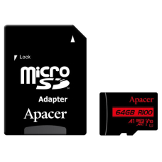 Карта пам'ятi Apacer microSDXC 64GB U1 V10 A1 R100 + adapter (100/10 MB/s)
