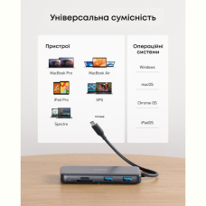 Перехідник Anker PowerExpand 8-in-1 - PD in 100W/HDMI/2xUSB-A/USB-C 10Gbps/LAN/SD Black