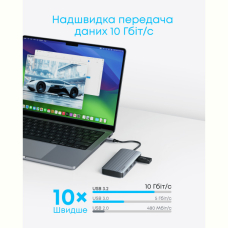 Перехідник Anker USB-C Hub - 7-in-1 - PD in 100W, 2xHDMI, 4xUSB-A Black