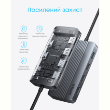 Перехідник Anker USB-C Hub - 7-in-1 - PD in 100W, 2xHDMI, 4xUSB-A Black